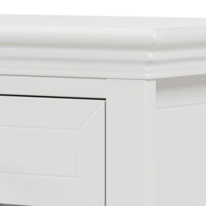 Traditional Concise Style White Solid Wood One-Drawer Nightstand