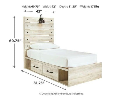 Ashley Cambeck Whitewashed Casual Twin Panel Bed with 2 Storage Drawers B192B13