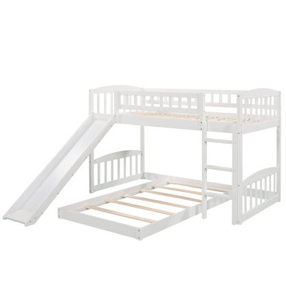 Twin Over Twin Bunk Bed with Slide and Ladder, White(OLD SKU :LP000514AAK)