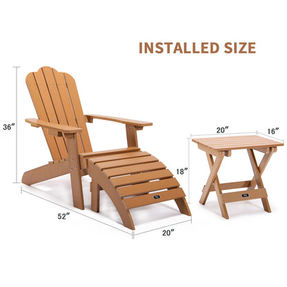 TALE Adirondack Chair Backyard Outdoor Furniture Painted Seating with Cup Holder All-Weather and Fade-Resistant Plastic Wood for Lawn Patio Deck Garden Porch Lawn Furniture Chairs Brown