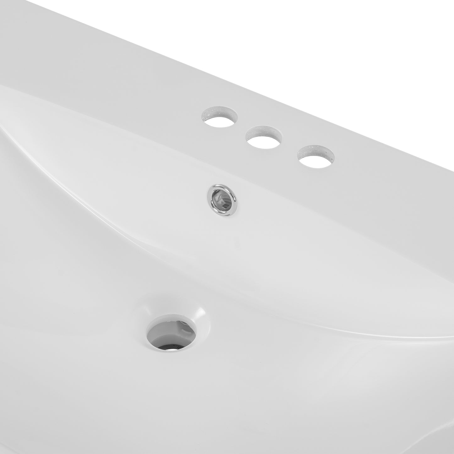 36" Single Bathroom Vanity Top with White Basin, 3-Faucet Holes, Ceramic