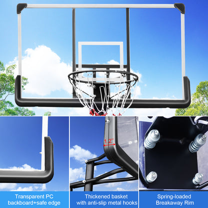 Portable Basketball Hoop Backboard System Stand Height Adjustable 7.5ft - 10ft with 48 Inch Backboard and Wheels for Adults Teens Outdoor Indoor Basketball Goal Game Play Set