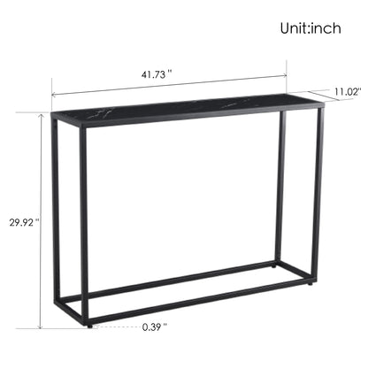 D&N Console Talbe Minimalist Porch Table Sofa sidetable, MDF boards, metal frame , Rectangle shape, Black,41.73''L 11.2''W 29.92''H