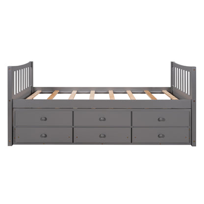 Daybed with Trundle and Drawers, Twin Size, Gray(Old SKU: LP000041EAA,LP000041AAE)