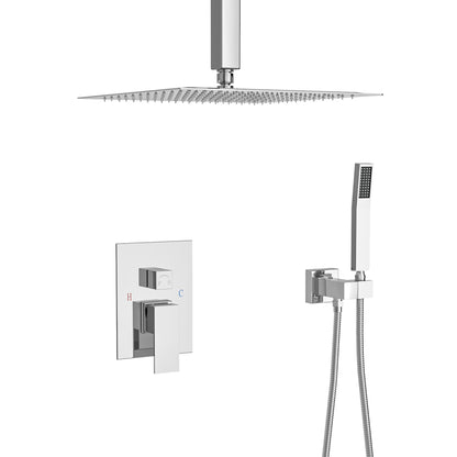 Ceiling shower set - 10 inch square shower set, Dual Shower Heads, Chrome