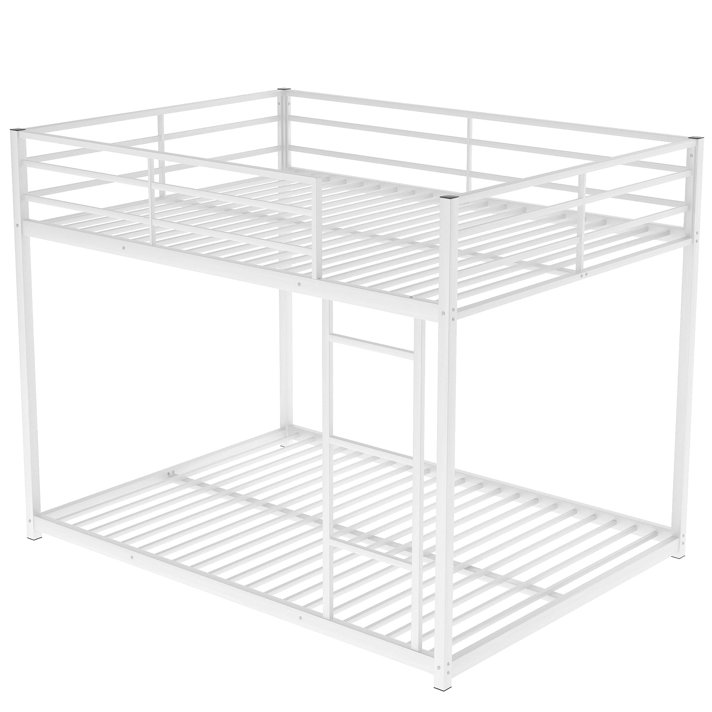 Full over Full Metal Bunk Bed, Low Bunk Bed with Ladder, White（Old SKU:MF197034AAK）