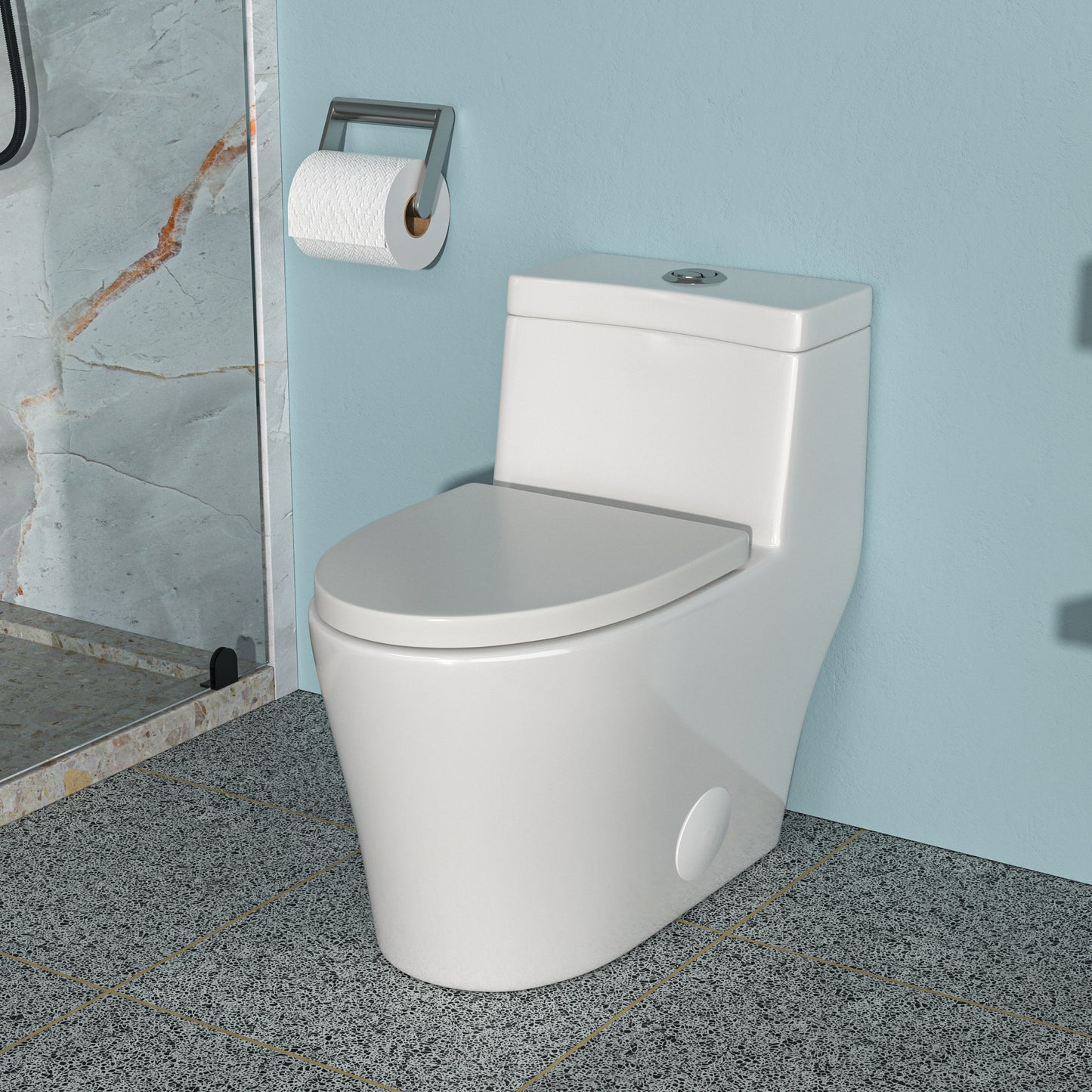 Ceramic One Piece Toilet,Dual Flush with Soft Clsoing Seat