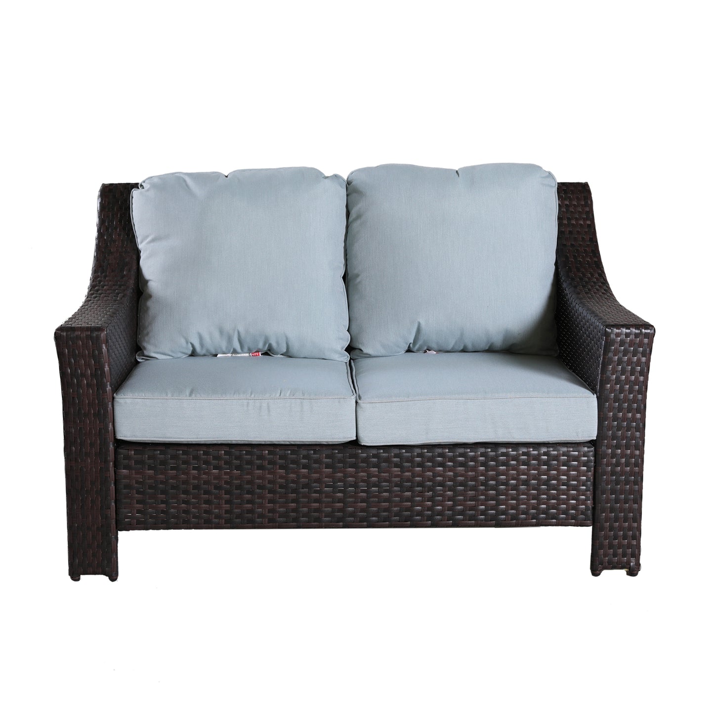 Wicker Loveseat, Light Blue