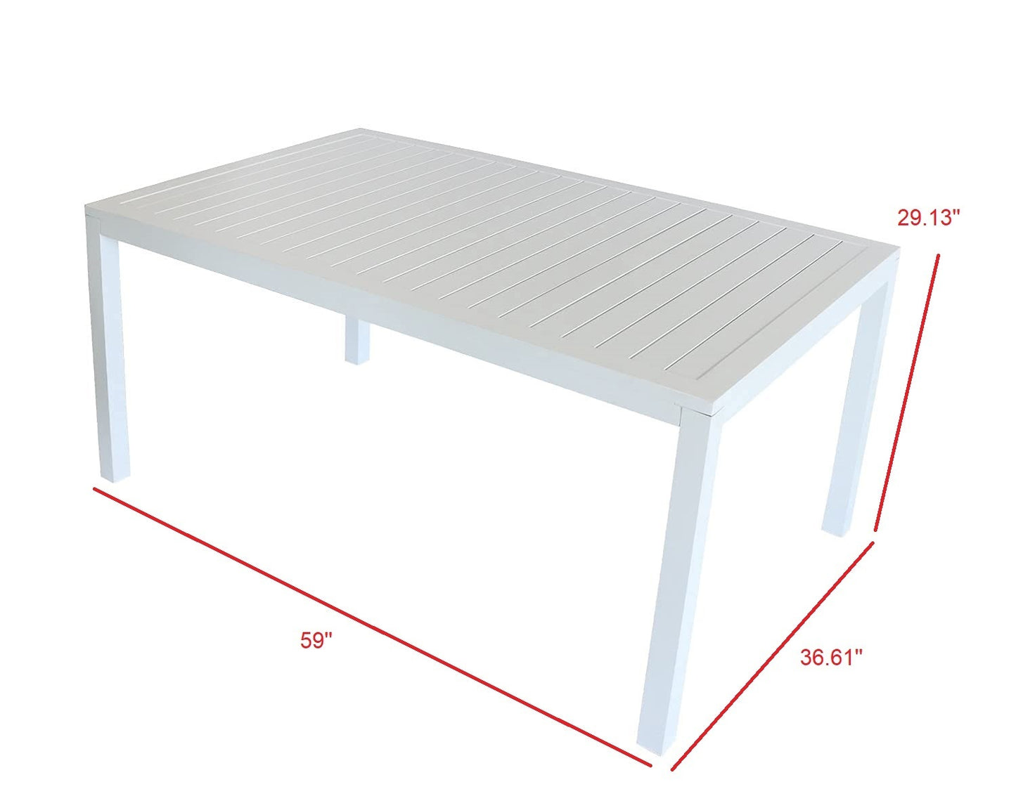 Outdoor Indoor Dining Table 59''L x 36.61''W Rectangle Aluminum Dining Table for Patio Garden Kitchen