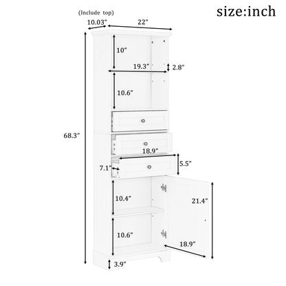 Grey Tall Storage Cabinet with 3 Drawers and Adjustable Shelves for Bathroom, Kitchen and Living Room, MDF Board with Painted Finish