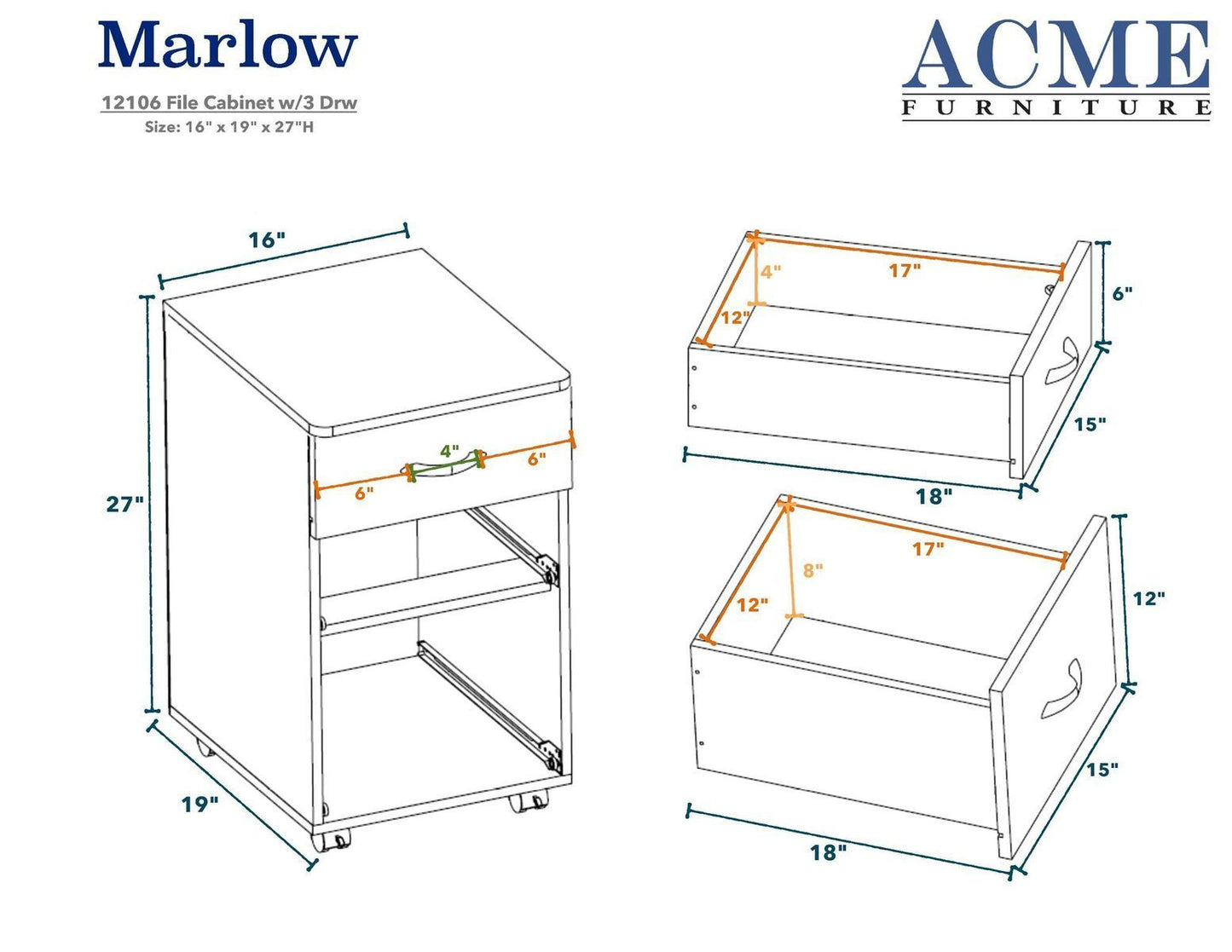 ACME Marlow File Cabinet in Espresso 12106