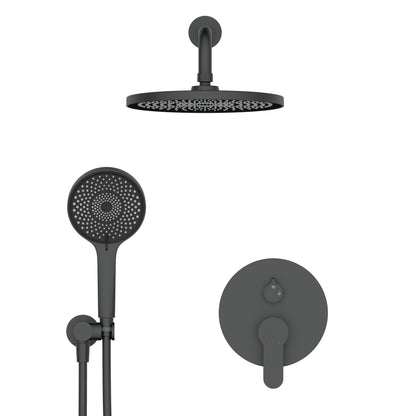 Shower System, Ultra-thin Wall Mounted Shower Faucet Set for Bathroom with High Pressure 10" Stainless Steel Rain Shower head Handheld Shower Set, 2 Way Pressure Balance Shower Valve Kit, Matte Black