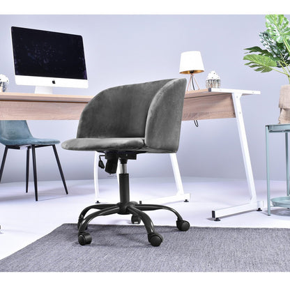 Velvet Upholstered Home office task chair - Dark Grey