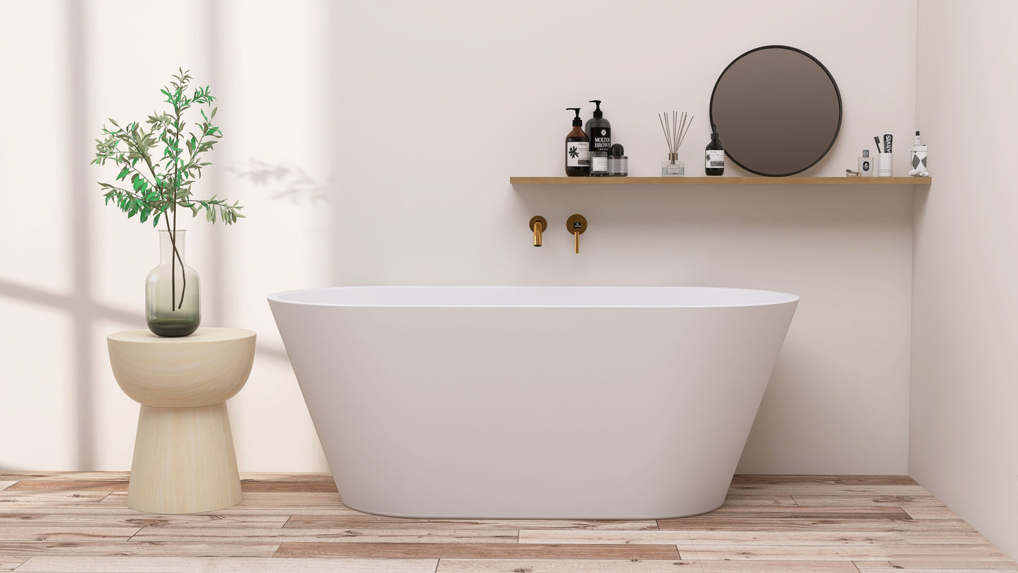 51" Acrylic Free Standing Tub - Classic Oval Shape Soaking Tub, Adjustable Freestanding Bathtub with Integrated Slotted Overflow and Chrome Pop-up Drain Anti-clogging Gloss White