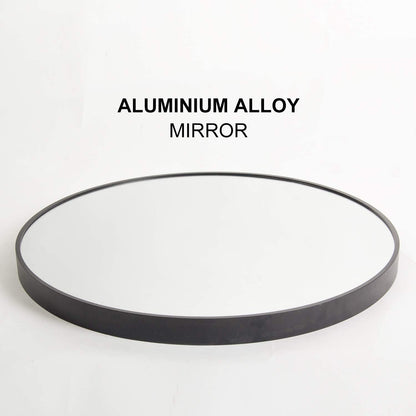 Round Mirror, Circle Mirror 24 Inch, Black Round Wall Mirror Suitable for Bedroom, Living Room, Bathroom, Entryway Wall Decor and More, Brushed Aluminum Frame Large Circle Mirrors for Wall