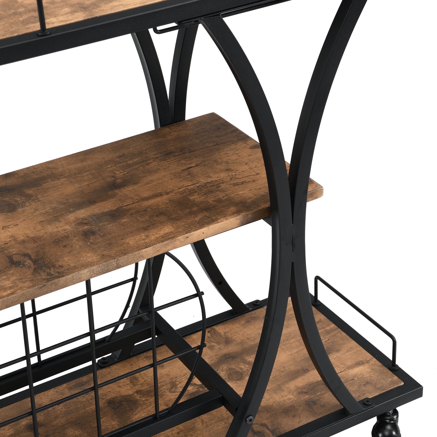 Industrial Bar Cart Kitchen Bar&Serving Cart for Home with Wheels 3 -Tier Storage Shelves