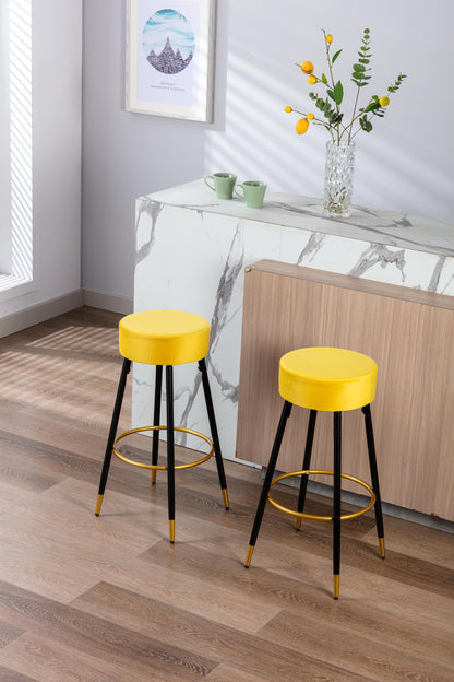 Counter Height Bar Stools Set of 2, Velvet Kitchen Stools Upholstered Dining Chair Stools 24 Inches Height with Golden Footrest for Kitchen Island Coffee Shop Bar Home Balcony,