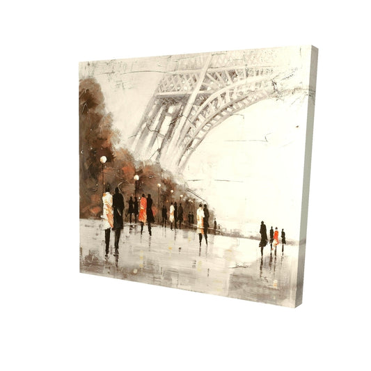 People walking near the eiffel tower - 08x08 Print on canvas