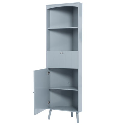 Gray Triangle Elegant Corner Cabinet with Open Shelves, MDF Board, Anti-toppling Device, Painting Surface, Large Storage Space for Limited Space