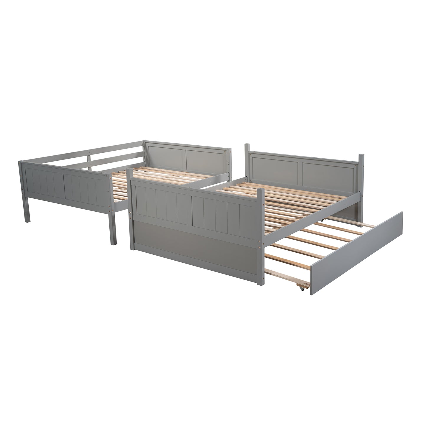 Full Over Full Bunk Bed with Twin Size Trundle, Gray ( old sku: LP000150AAE )