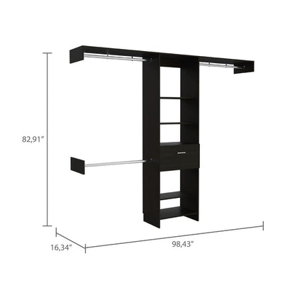 Calveston 1-Drawer 4-Shelf Closet System Black Wengue