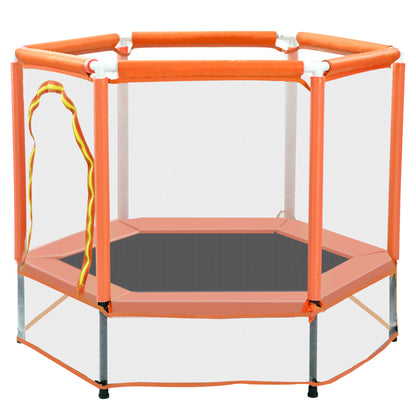 55'' Toddlers Trampoline with Safety Enclosure Net and Balls, Indoor Outdoor Mini Trampoline for Kids