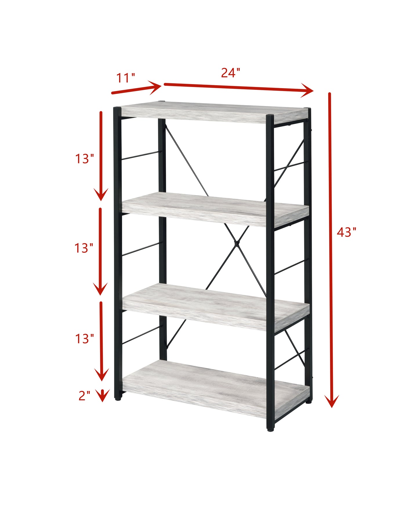 ACME Jurgen Bookshelf, Antique White & Black 92917