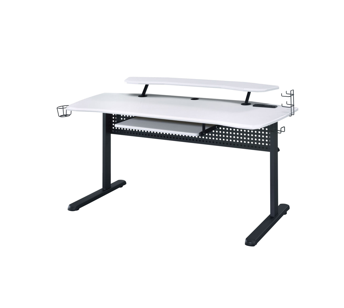 ACME Vildre Gaming Table w/USB Port, Black & White Finish 93134