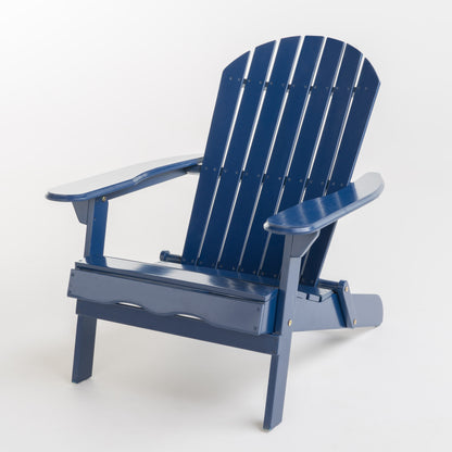 Milan Outdoor Acacia Folding Blue  Adirondack Chair
