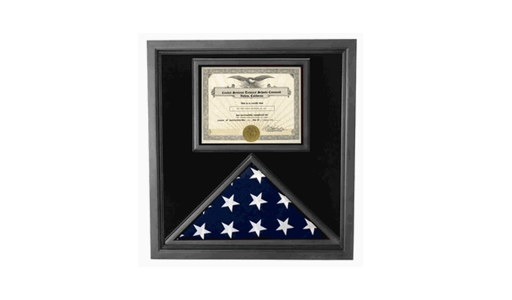 Premium USA-Made Solid wood Flag Document Case Black Finish. by The Military Gift Store