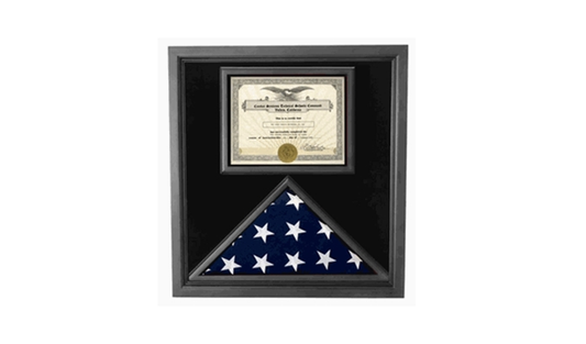 Premium USA-Made Solid wood Flag Document Case Black Finish 5' X 9.5' by The Military Gift Store