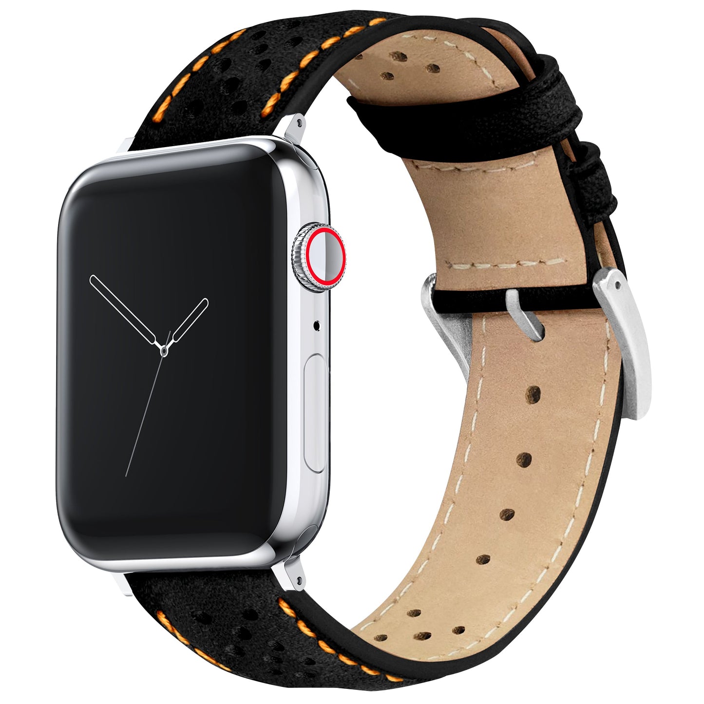 Apple Watch | Black Racing & Orange Stitch Horween Leather by Barton Watch Bands