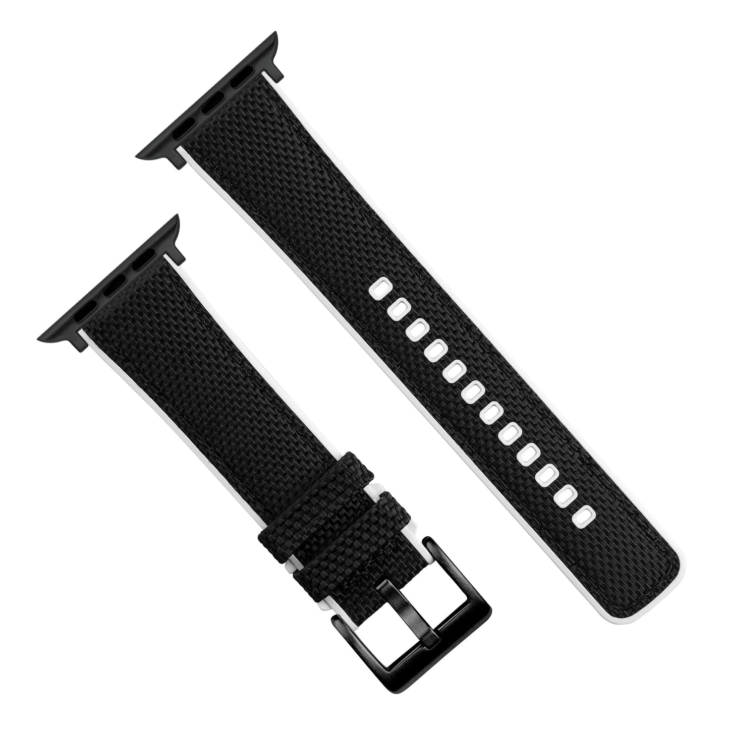 Apple Watch | Black Cordura Fabric and White Silicone Hybrid by Barton Watch Bands