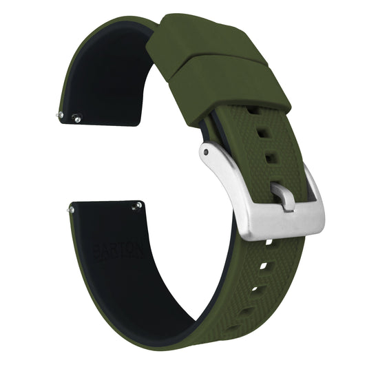 Samsung Galaxy Watch4 | Elite Silicone | Army Green Top / Black Bottom by Barton Watch Bands