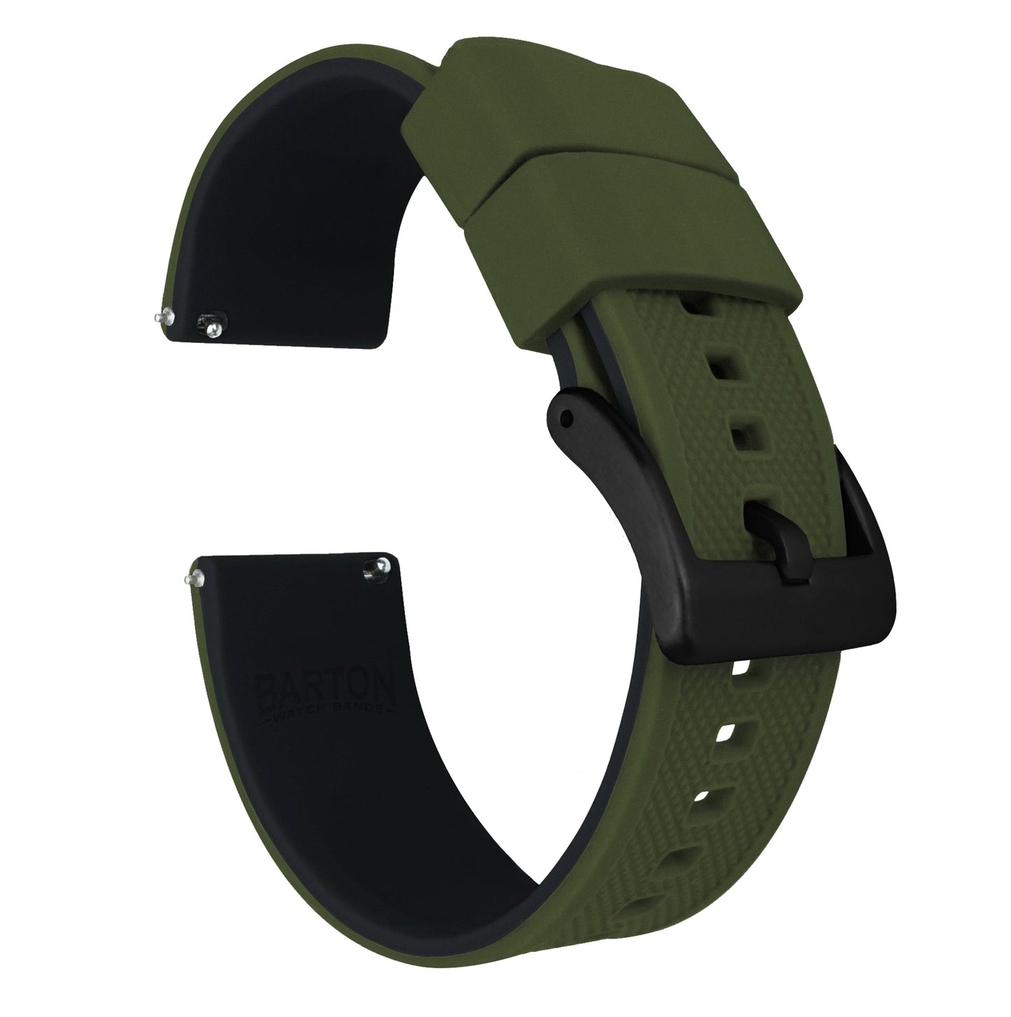 Samsung Galaxy Watch4 | Elite Silicone | Army Green Top / Black Bottom by Barton Watch Bands