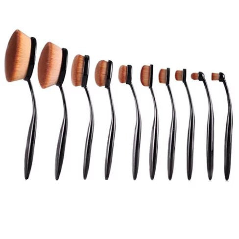 Beauty Experts Set of 10 Oval Beauty Brushes by VistaShops