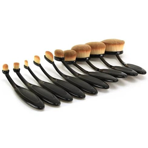 Beauty Experts Set of 10 Oval Beauty Brushes by VistaShops