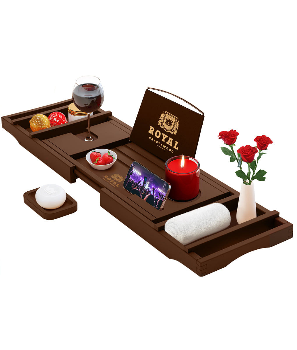 Bathtub Reading Tray Brown Color by Royal Craft Wood