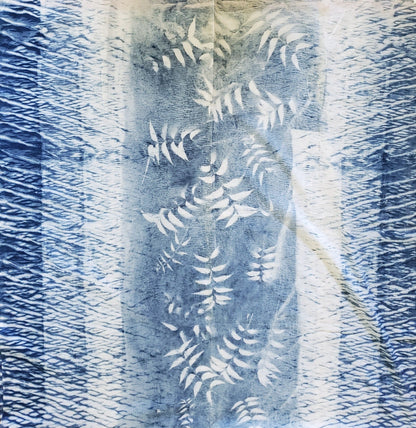 Indigo Dyed Hand Printed Cotton Fabric by OMSutra