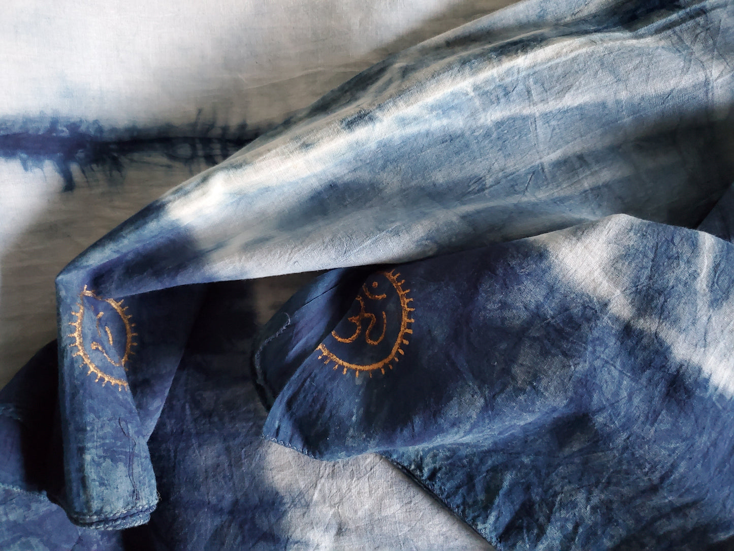 Indigo Dyed Hand Printed Cotton Fabric by OMSutra