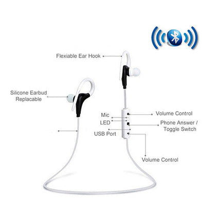 Bluetooth Headphone with Secure Ear Hook and Remote by VistaShops