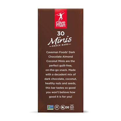 Dark Chocolate Almond Coconut Nutrition Bar Minis by Caveman Foods