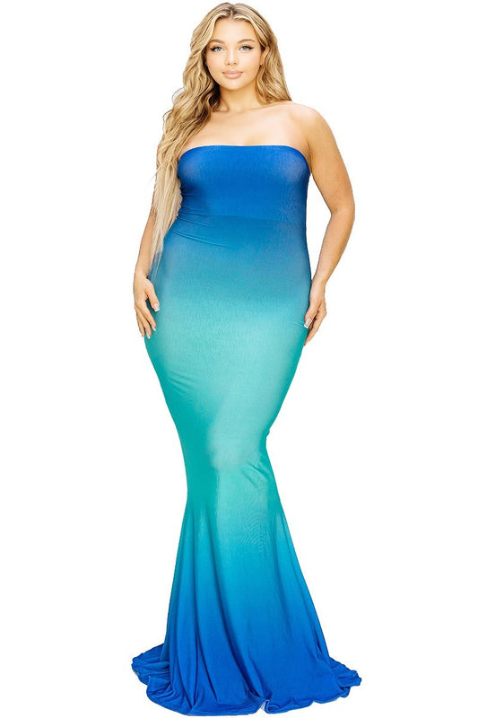 Plus hot summer gradient tube maxi dress by VYSN