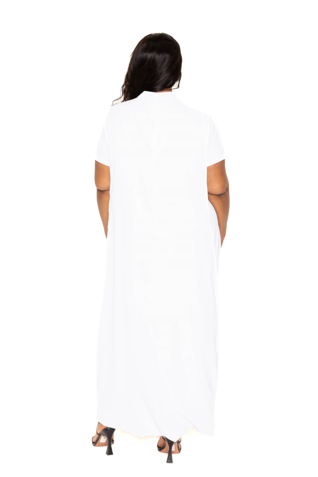 Mock neck back cape dress by VYSN