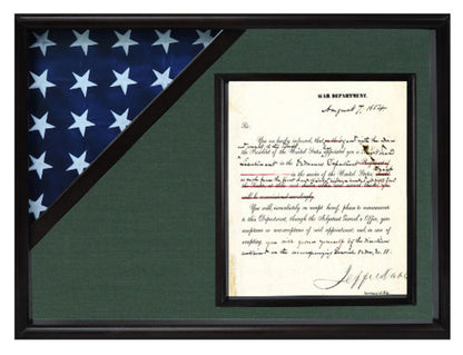 Shadow box to hold a flag with 8.5 x 11 certificate by The Military Gift Store