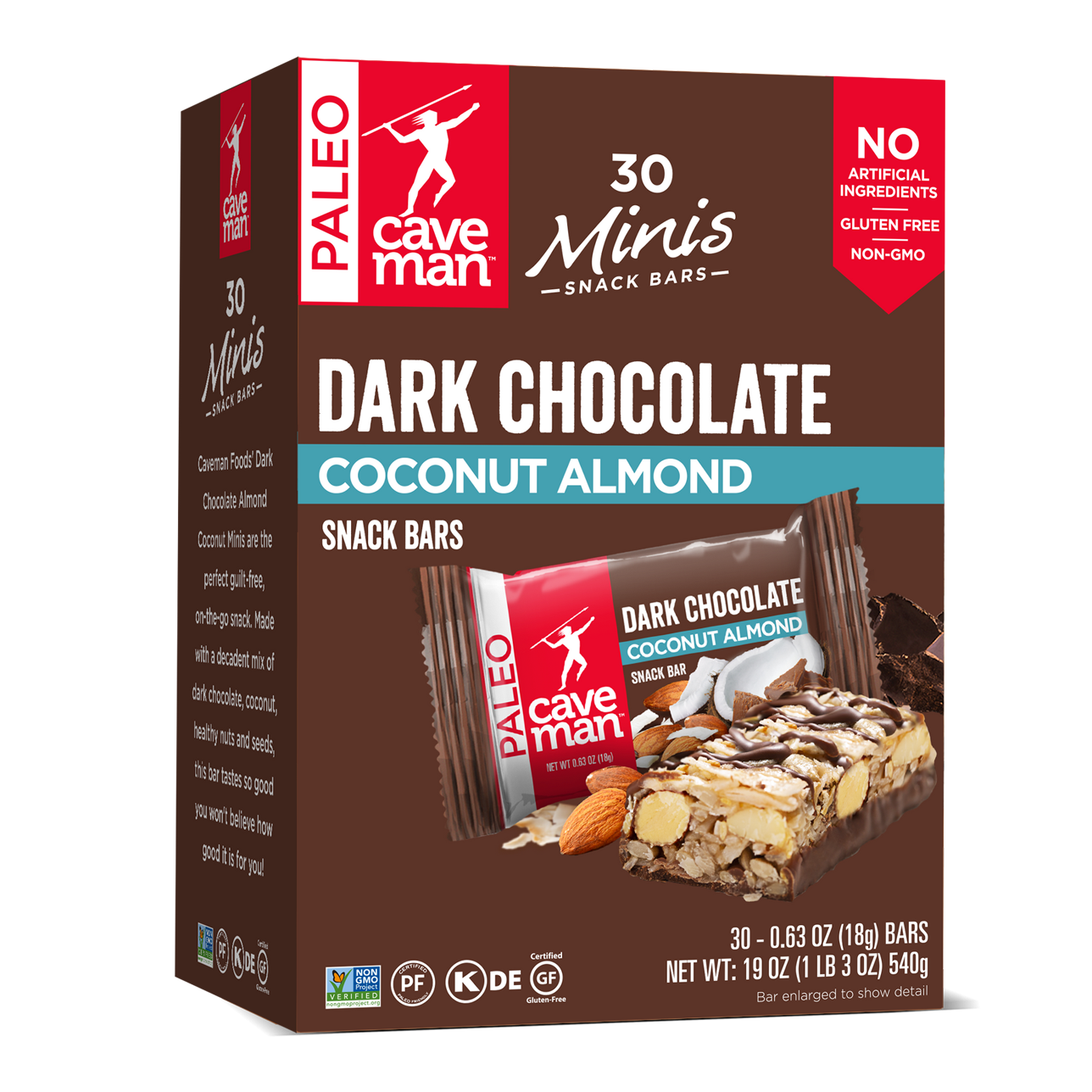 Dark Chocolate Almond Coconut Nutrition Bar Minis by Caveman Foods