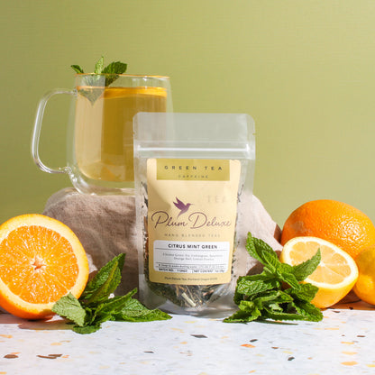 Citrus Mint Green Tea (Lemon - Orange - Lemongrass - Mint) by Plum Deluxe Tea