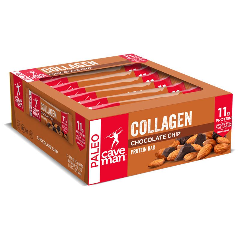 Chocolate Chip Collagen Bars by Caveman Foods