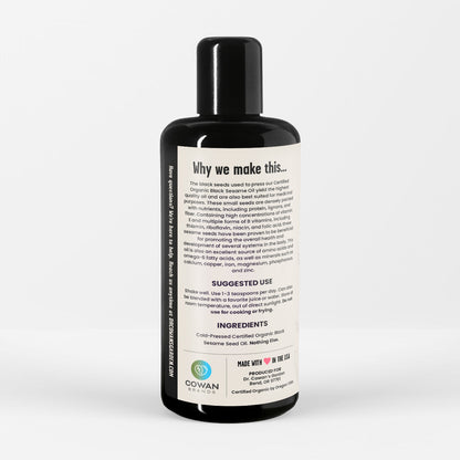 Certified Organic Black Sesame Seed Oil by Dr. Cowan's Garden