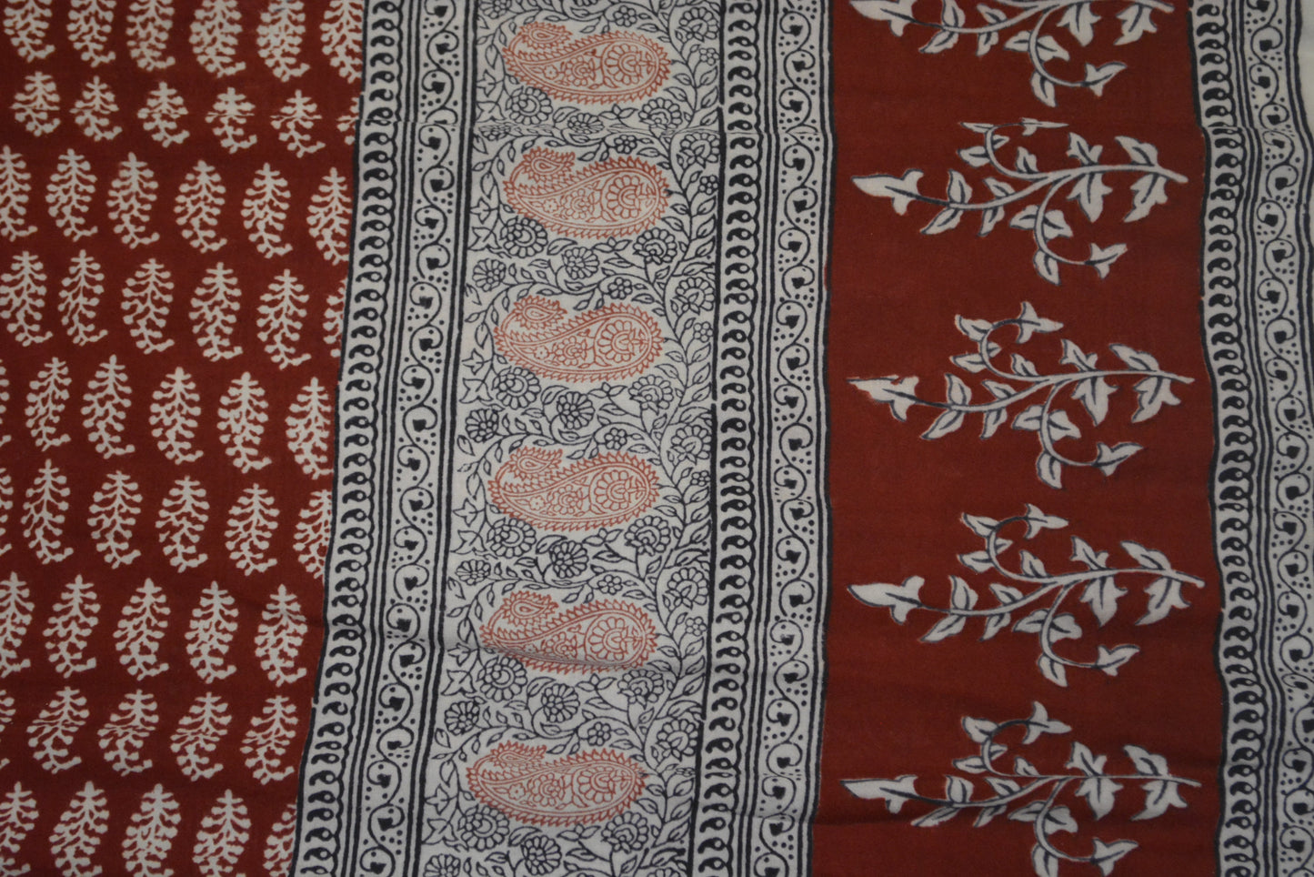 Red and Black Paisely Design Hand Block Printed Naturally Dyed Textiles by OMSutra